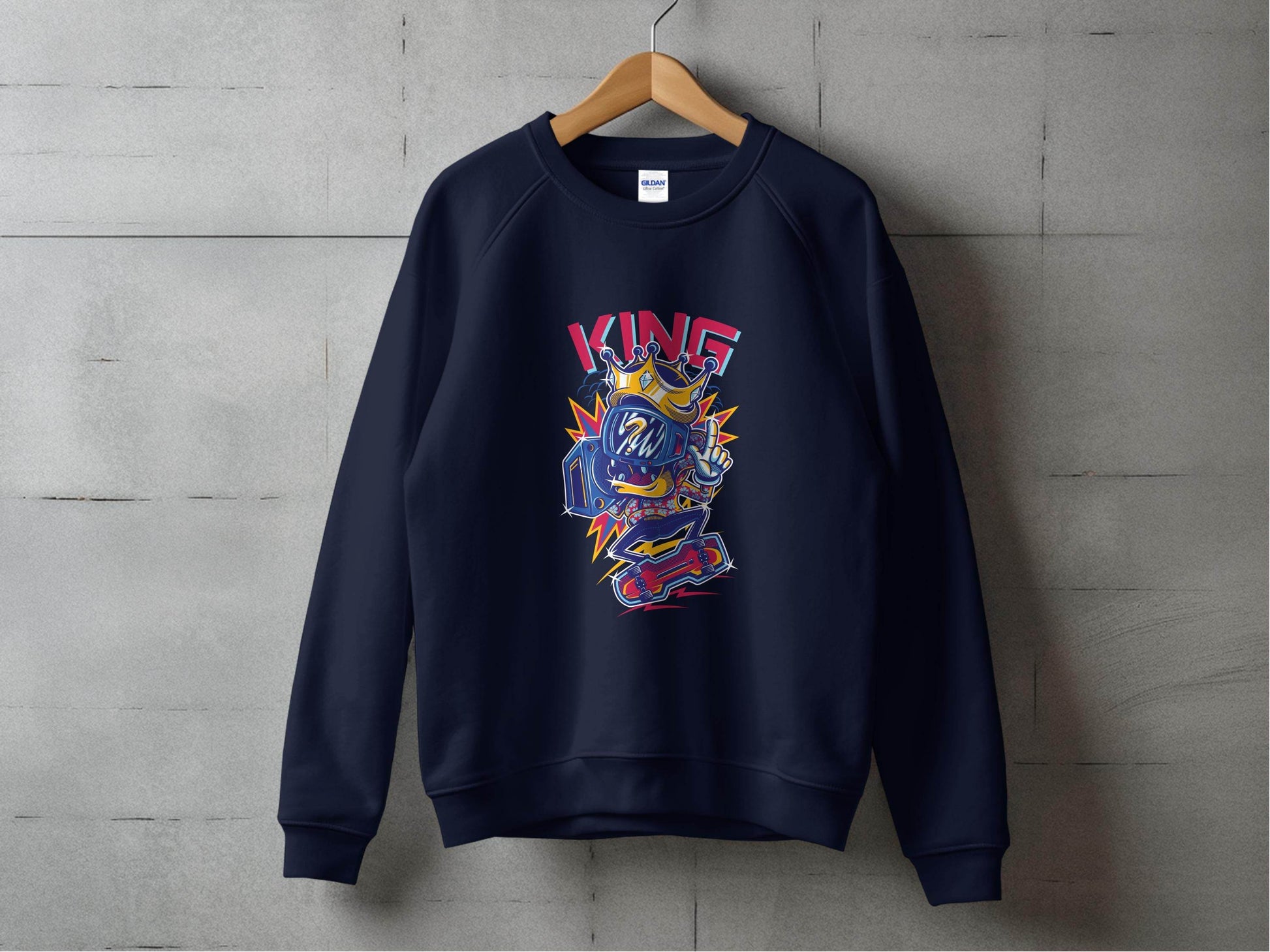 King Skater With Question Mark Head Retro Design Hoodie - Design & Vybe