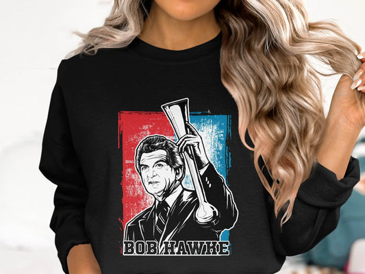 Iconic Bob Hawke Illustration Graphic Print Sweater - Design & Vybe