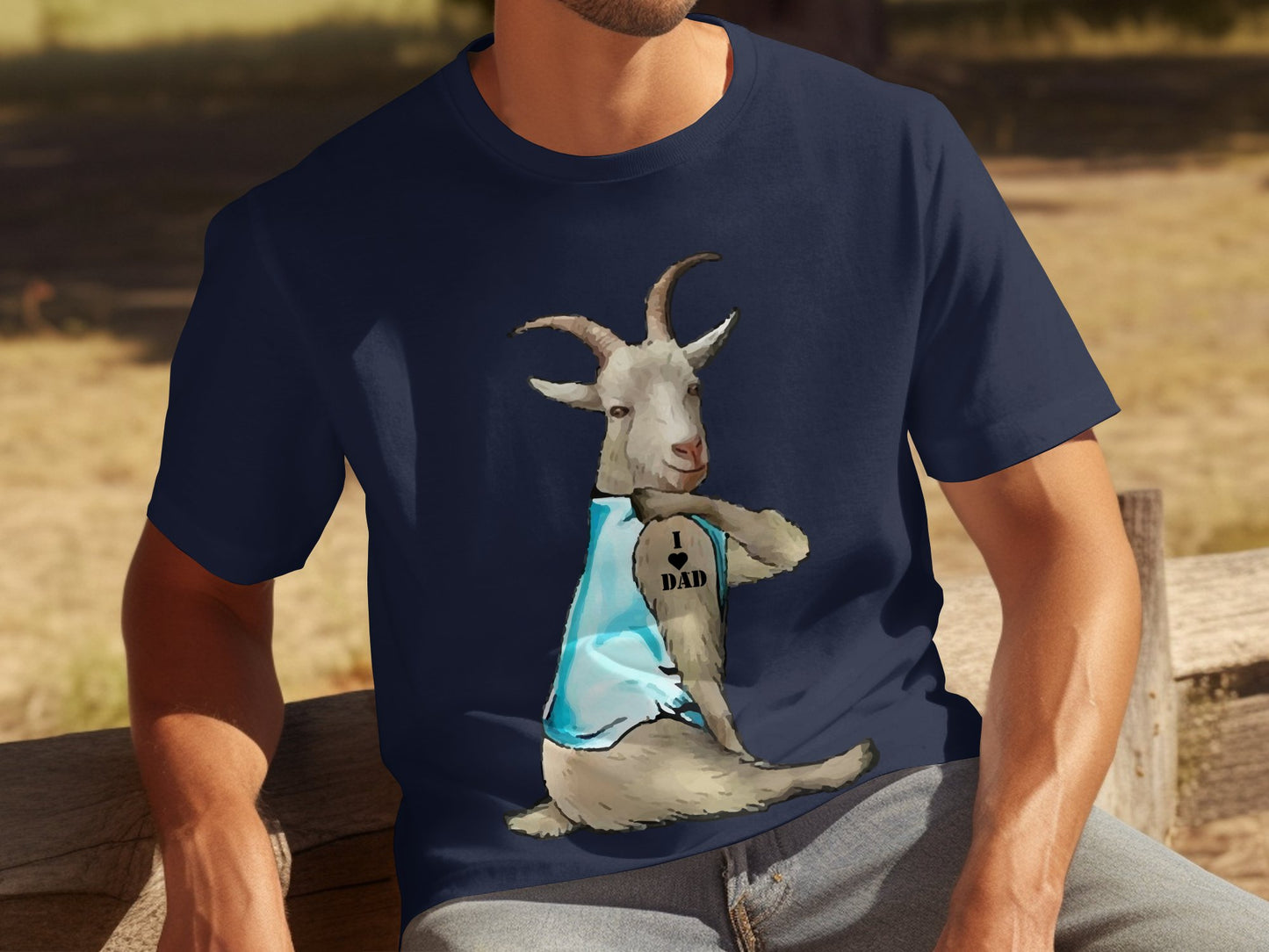 Funny Goat with I Dad Shirt Design T-shirt product type