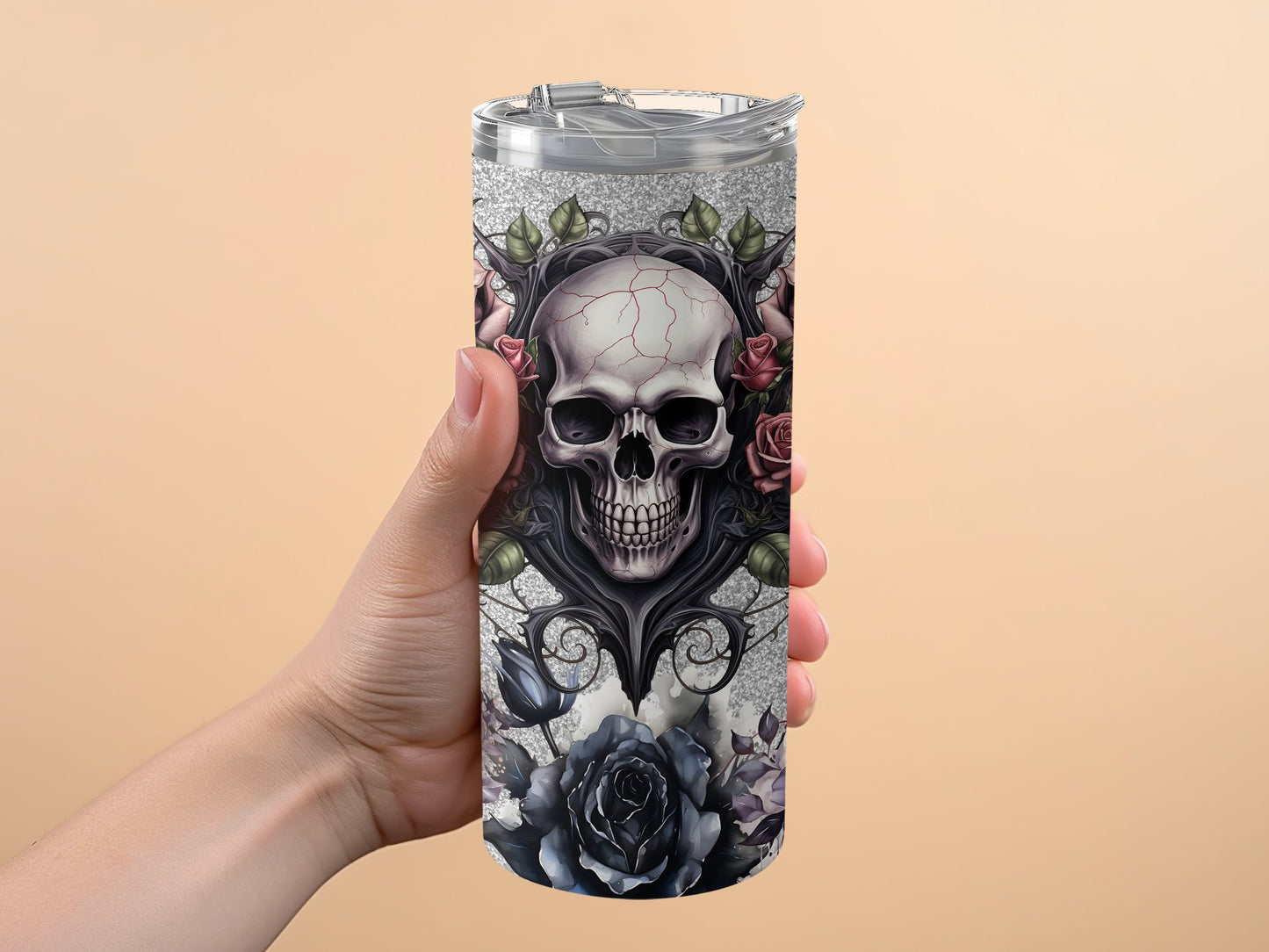 Skull and Roses Design Insulated Travel Tumbler product type