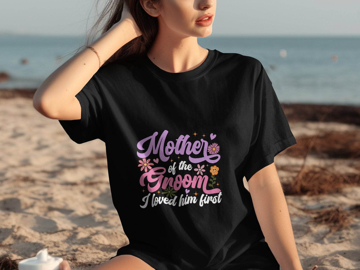Mother of the Groom I Loved Him First Floral Art T-Shirt - Design & Vybe