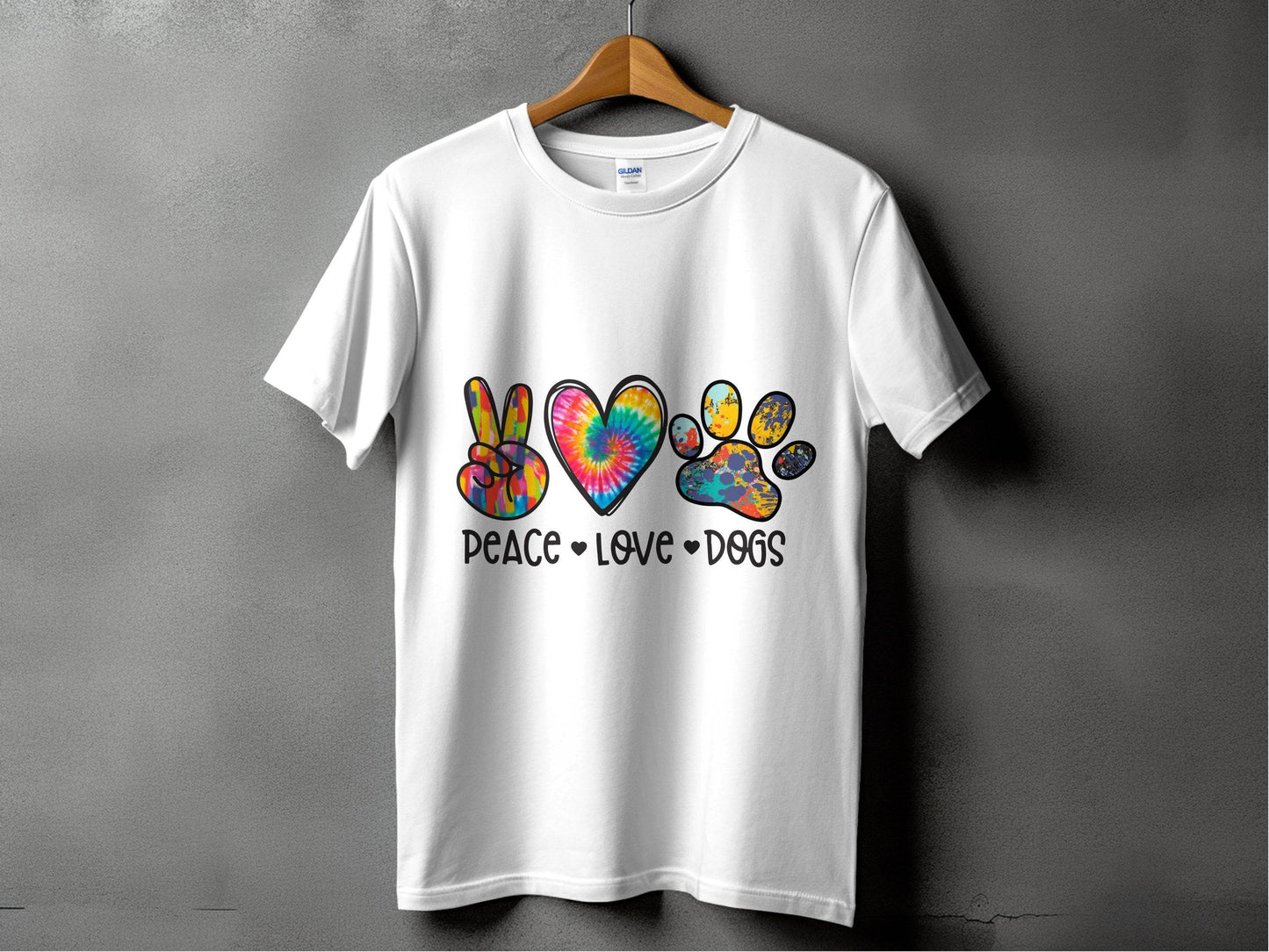 Peace Love Dogs Colorful Design Graphic Animal Lover T-Shirt - Design & Vybe