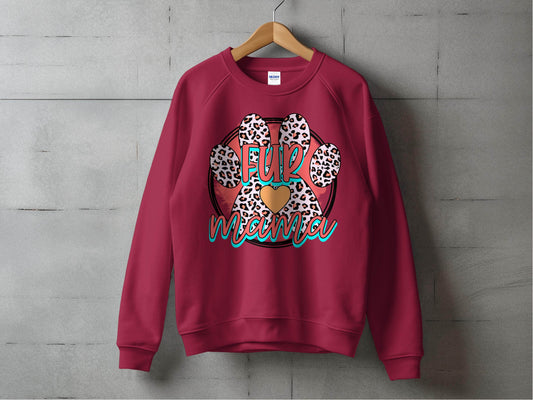 Fur Mama With Leopard Pattern Paw Print Graphic Sweater - Design & Vybe