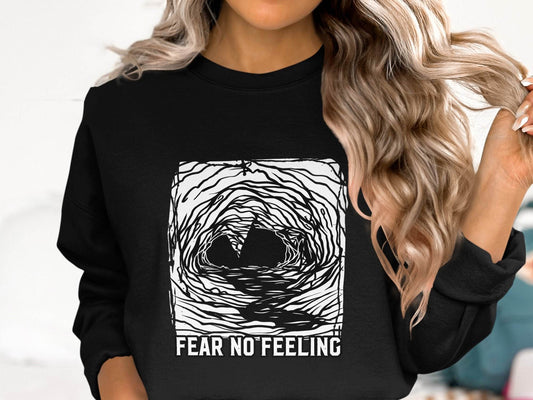 Fear No Feeling Artistic Graphic Sweater - Design & Vybe
