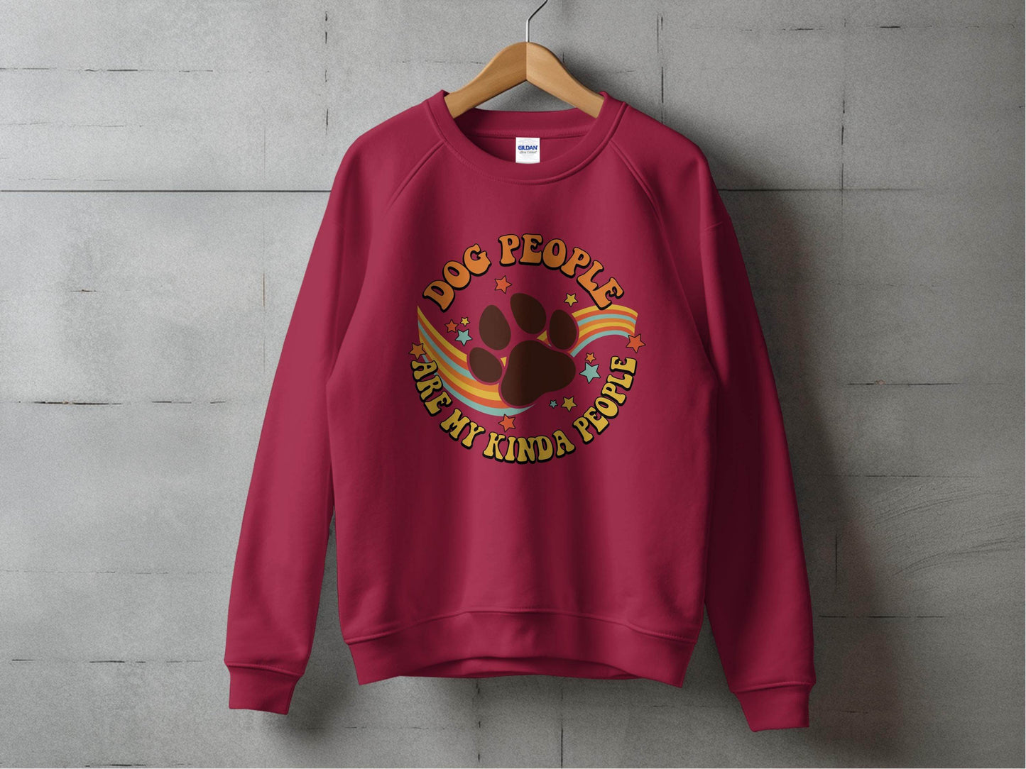 Dog People Are My Kinda People Retro Style Dog Paw Sweater - Design & Vybe