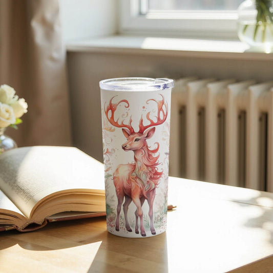 Watercolor Deer Surrounded By Flowers Gift Idea Tumbler - Design & Vybe
