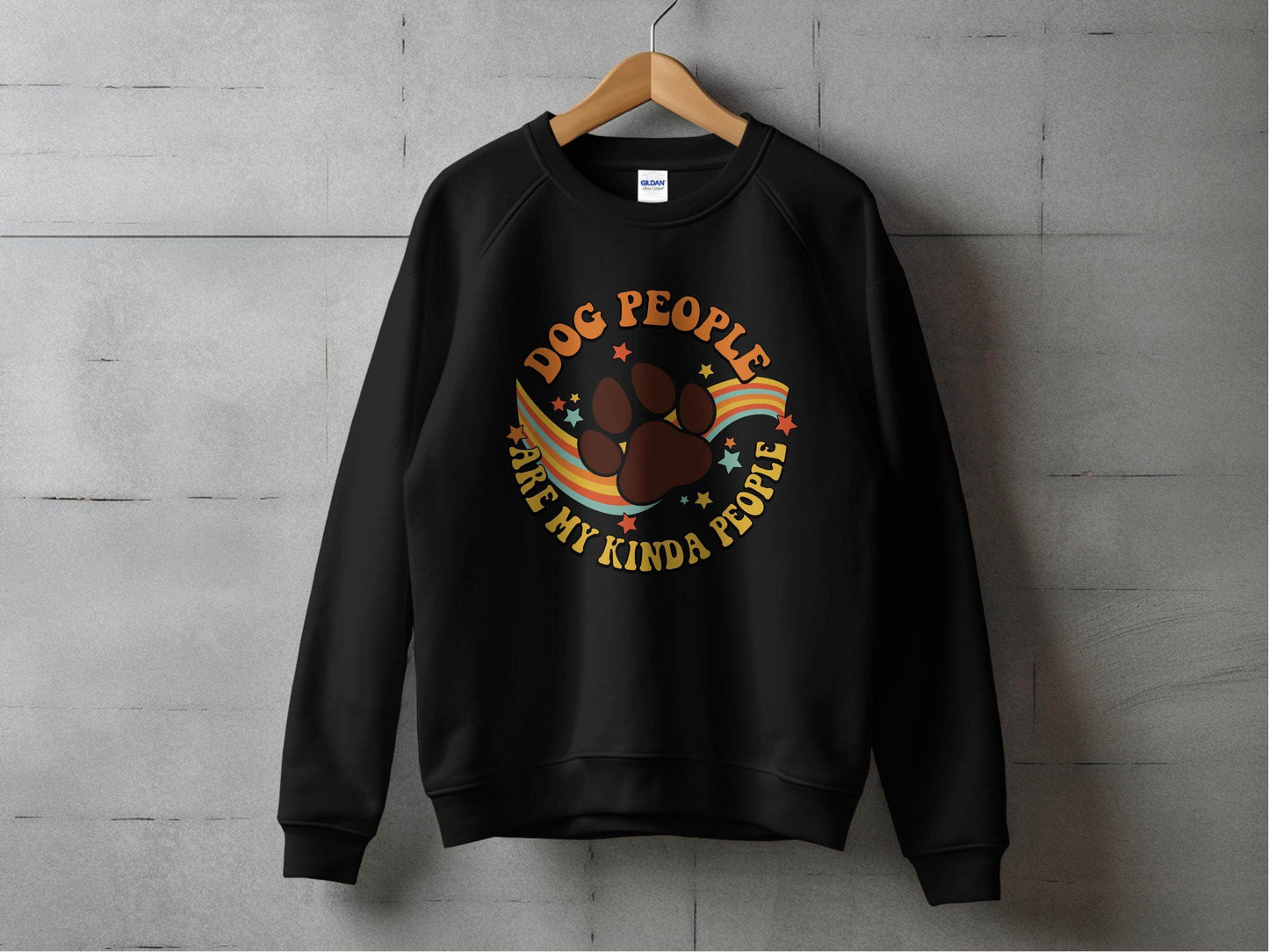 Dog People Are My Kinda People Retro Style Dog Paw Sweater - Design & Vybe