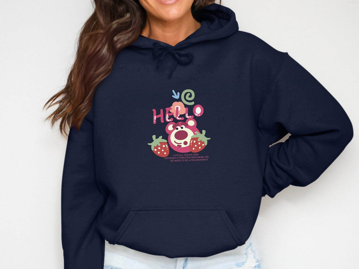 Hello Graphics With Strawberry Images Design Hoodie - Design & Vybe