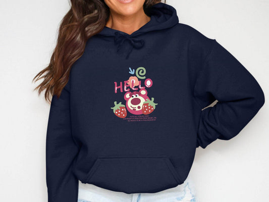 Hello Graphics With Strawberry Images Design Hoodie - Design & Vybe