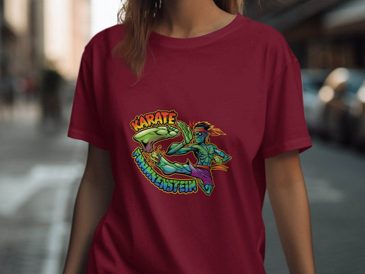Karate Frankenstein Zombie Monster Funny Halloween T-Shirt - Design & Vybe