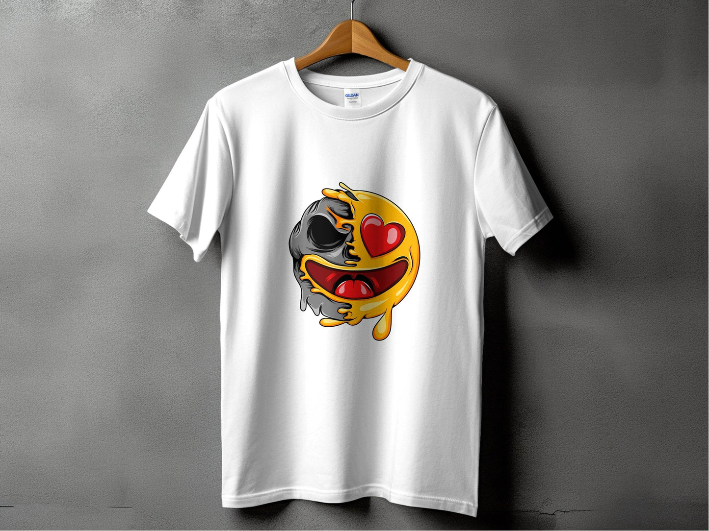 Skull Emoji with Heart Eyes Novelty Graphic T-Shirt - Design & Vybe