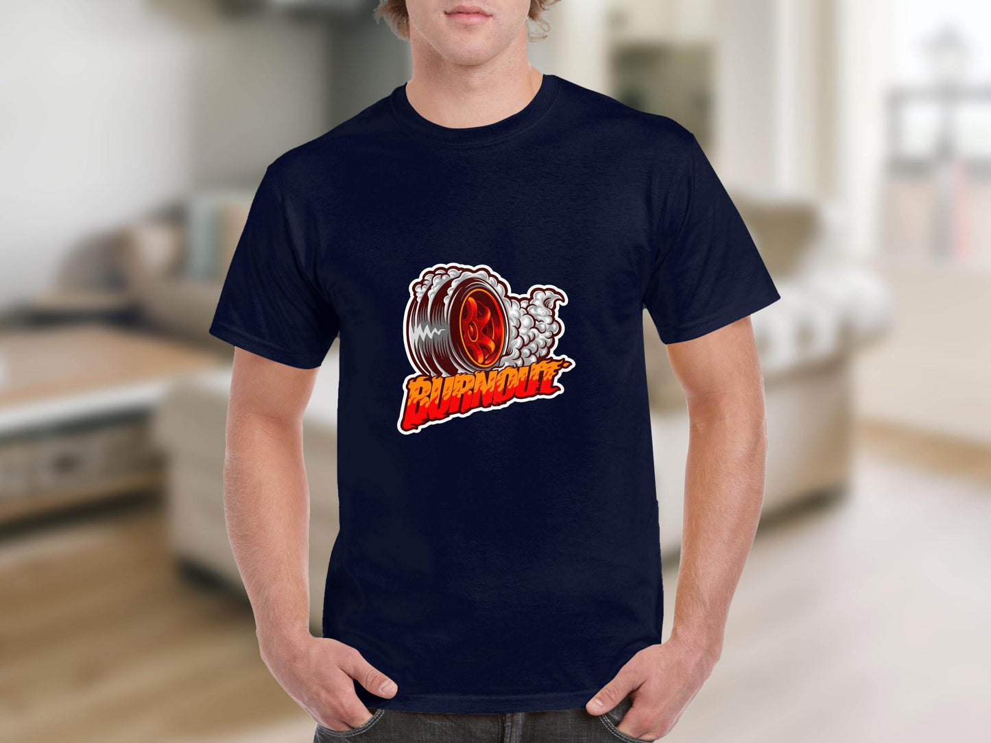 Burnout Tire Smoke Flames Powerful Design Graphic T-Shirt - Design & Vybe