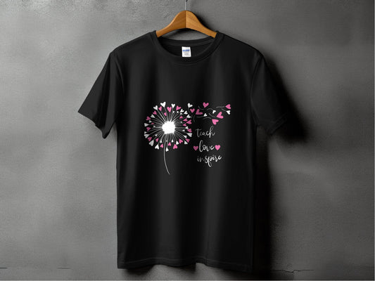 Teach Love Inspire Dandelion Heart Graphic Art T-Shirt - Design & Vybe