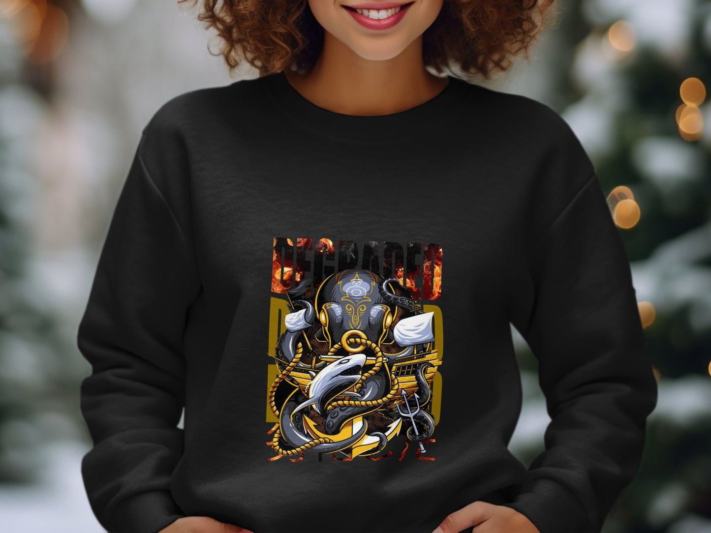 Intricate Octopus Warrior Graphic Sweatshirt Product