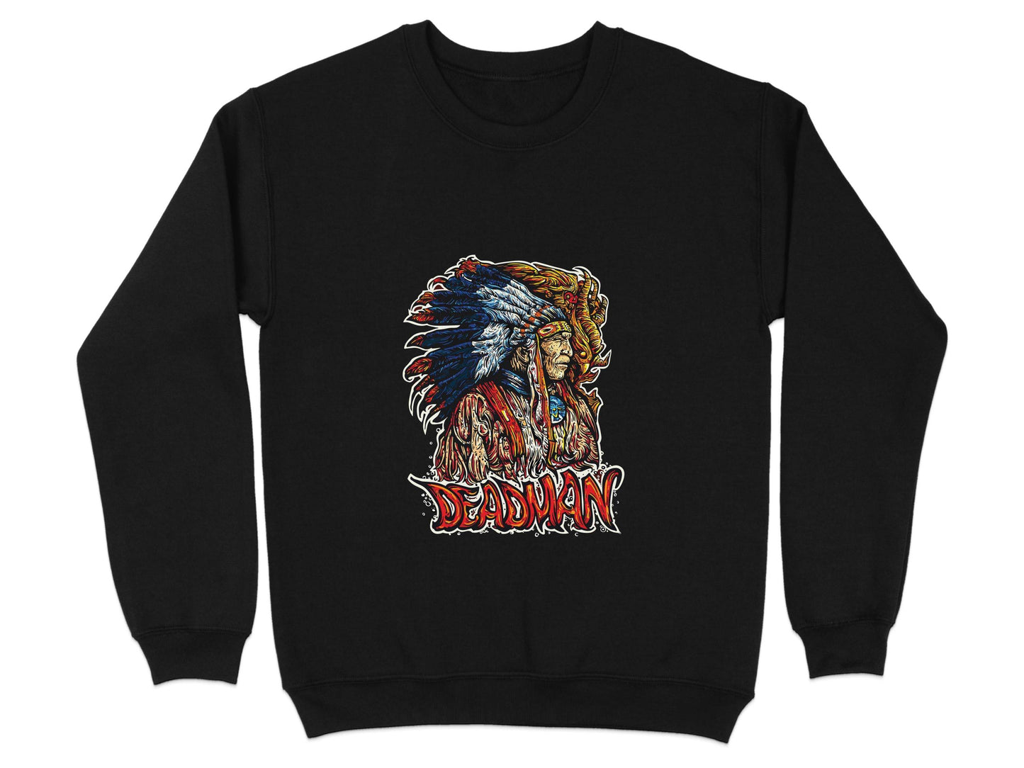 Deadman Portrait with Native American Headdress Sweater - Design & Vybe