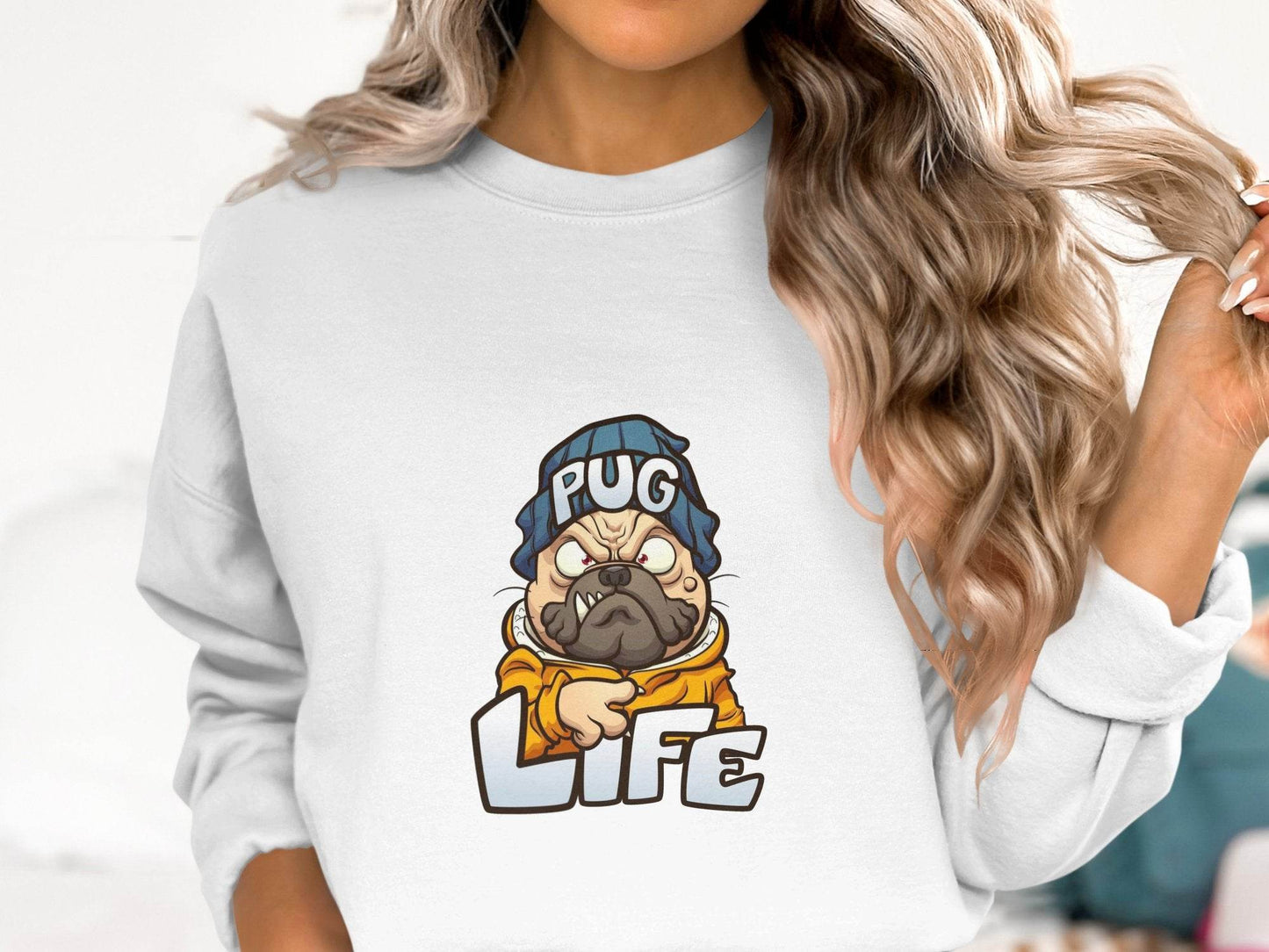 Cartoon Pug With Attitude Pug Life Design Style Sweater - Design & Vybe