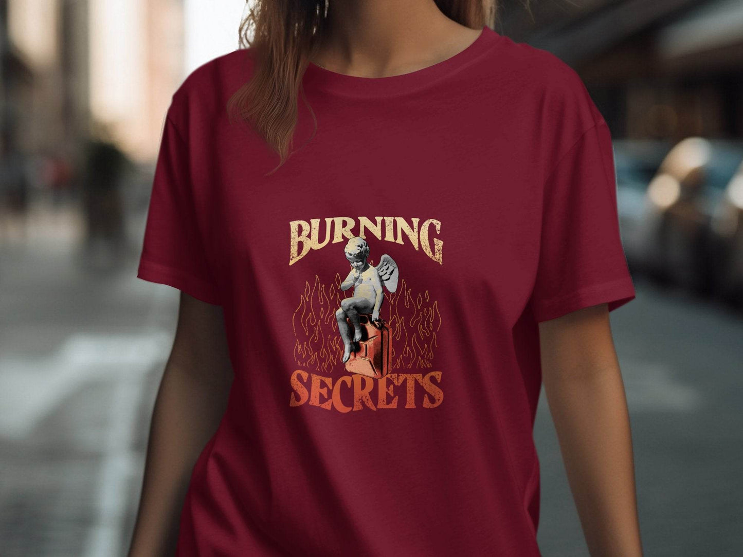 Burning Secrets Angel Graphic Novelty Design Cool T-Shirt - Design & Vybe