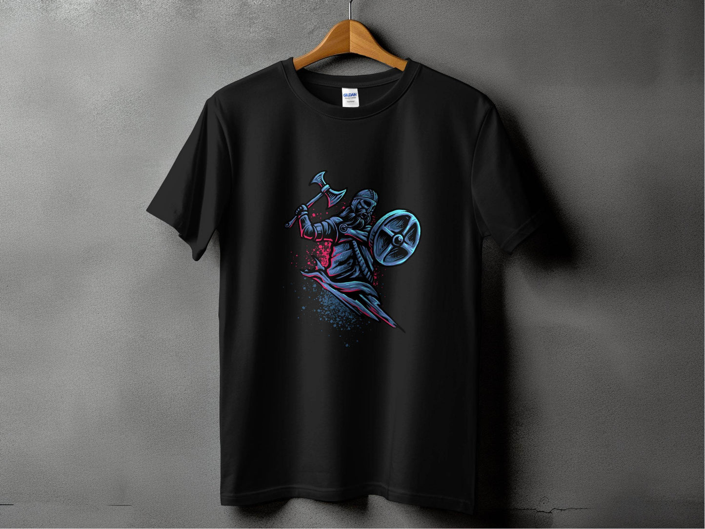Viking Warrior with Axe and Shield in Battle T-Shirt - Design & Vybe