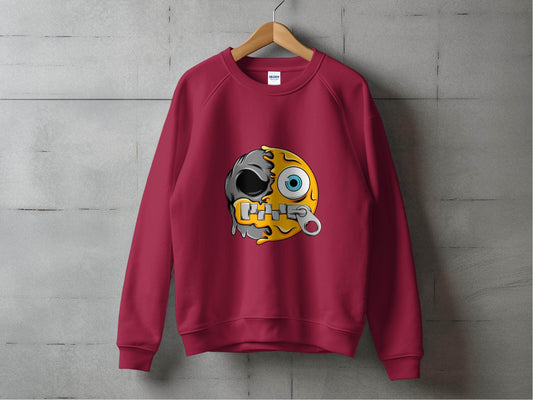 Emoji Half Skull With Zipper Vector Graphic Design Sweater - Design & Vybe
