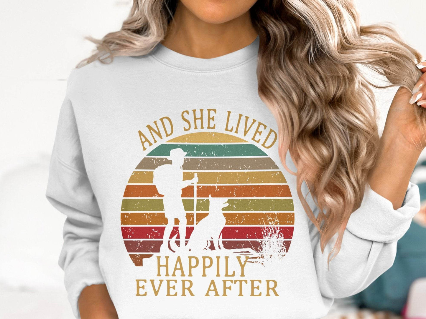 Hiking Dog And She Lived Happily Ever After Sweater - Design & Vybe