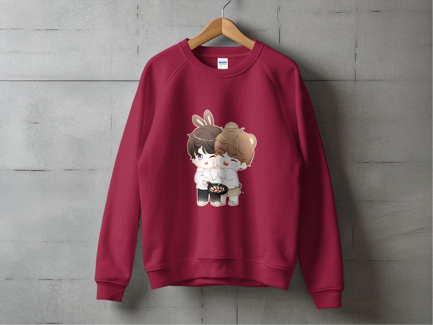 Adorable Cartoon Animal Embrace Red Sweatshirt product type