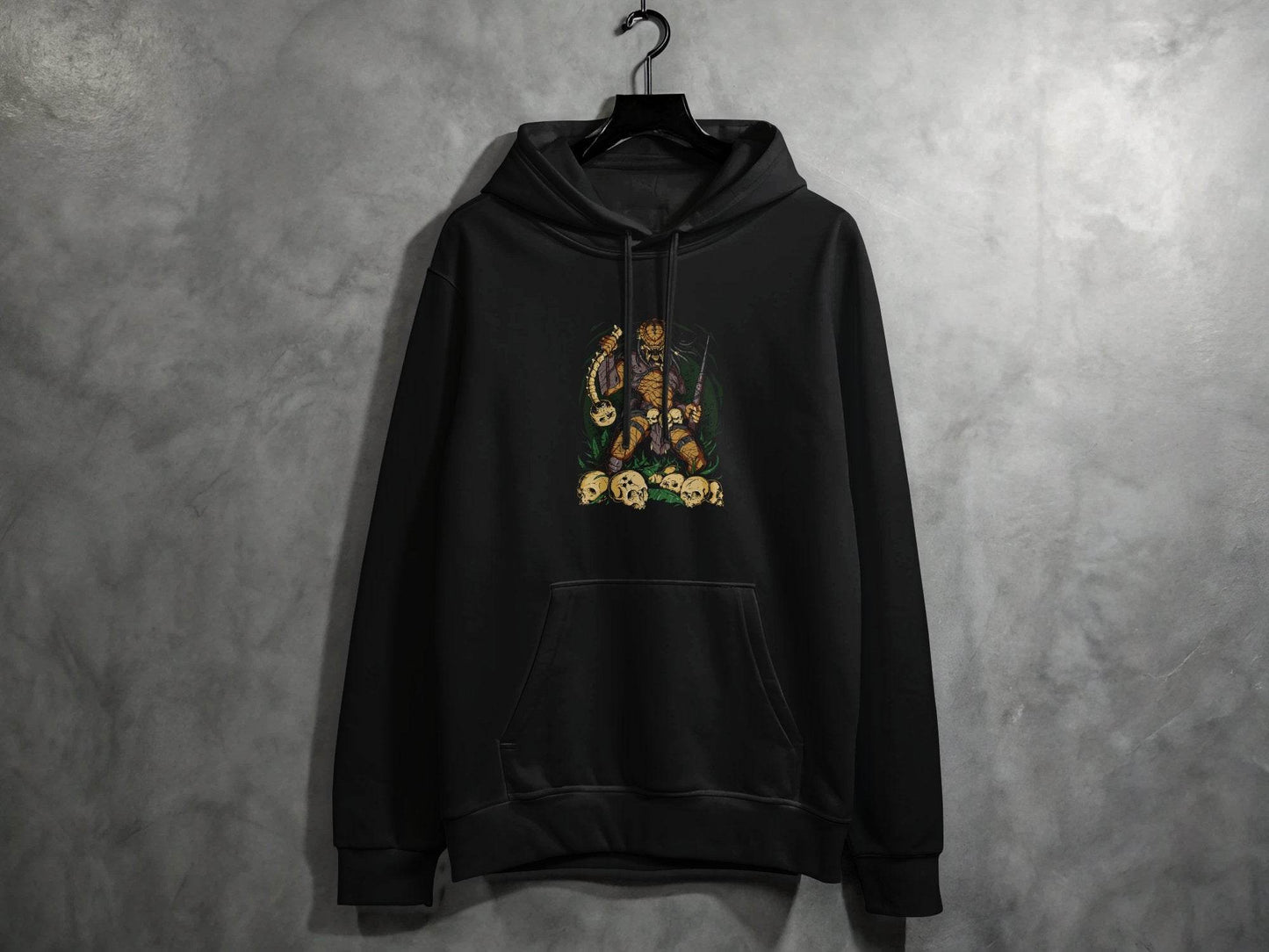 Alien Hunter Predator Weapon In Skulls Design Graphic Hoodie - Design & Vybe