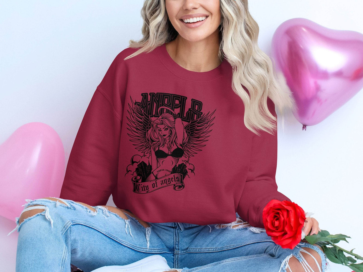 Angel in Urban City Design Printed Graphic Sweater - Design & Vybe
