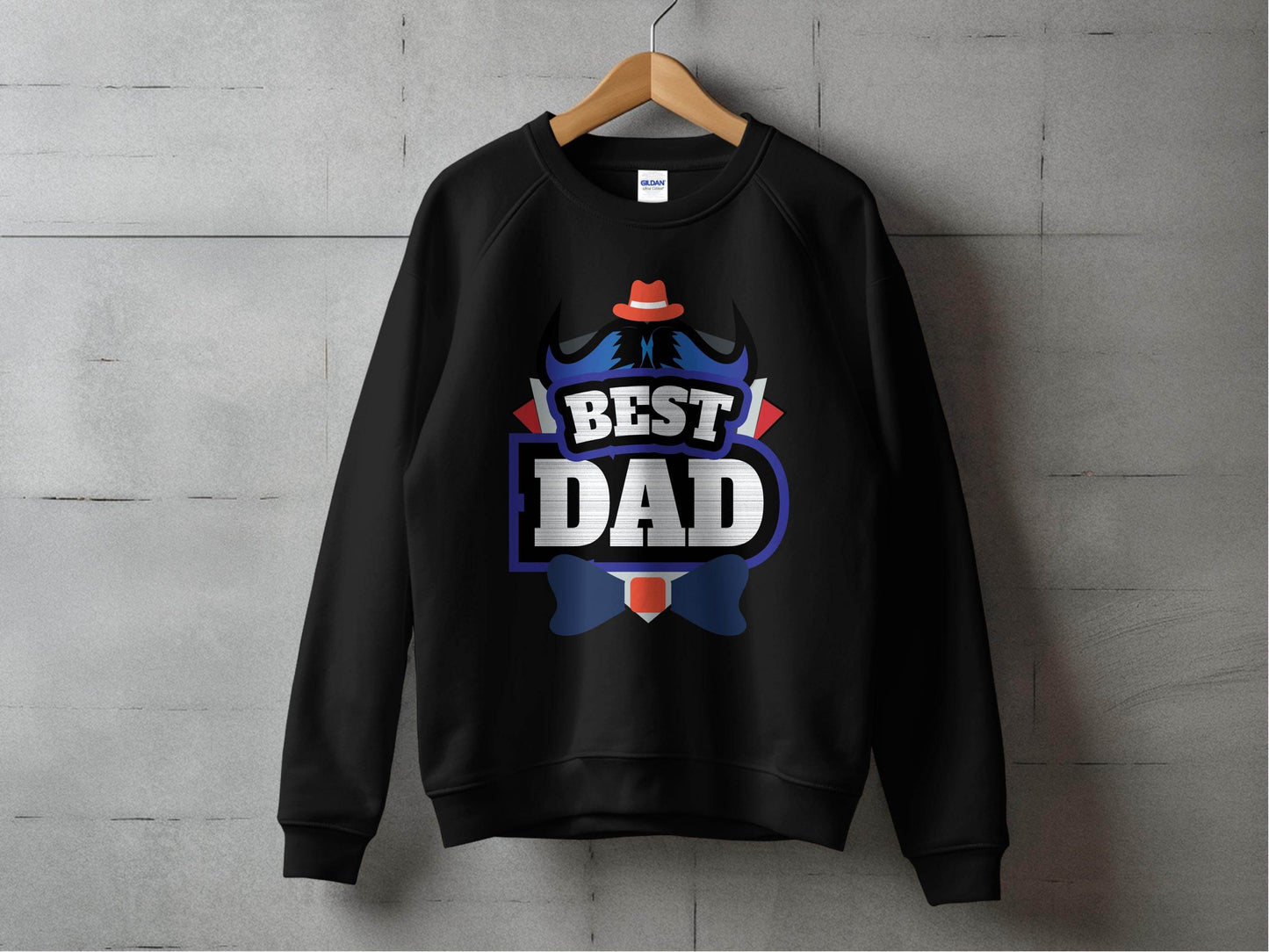 Hat & Mustache Style Best Dad Graphic Design Sweater - Design & Vybe