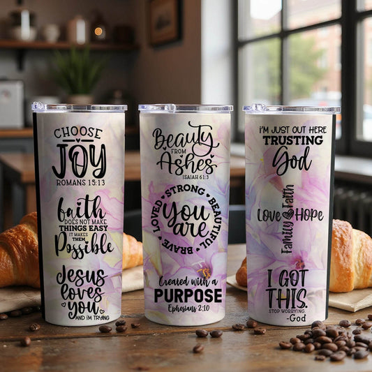 Choose Joy Trusting God Bible Quotes Design Tumbler - Design & Vybe