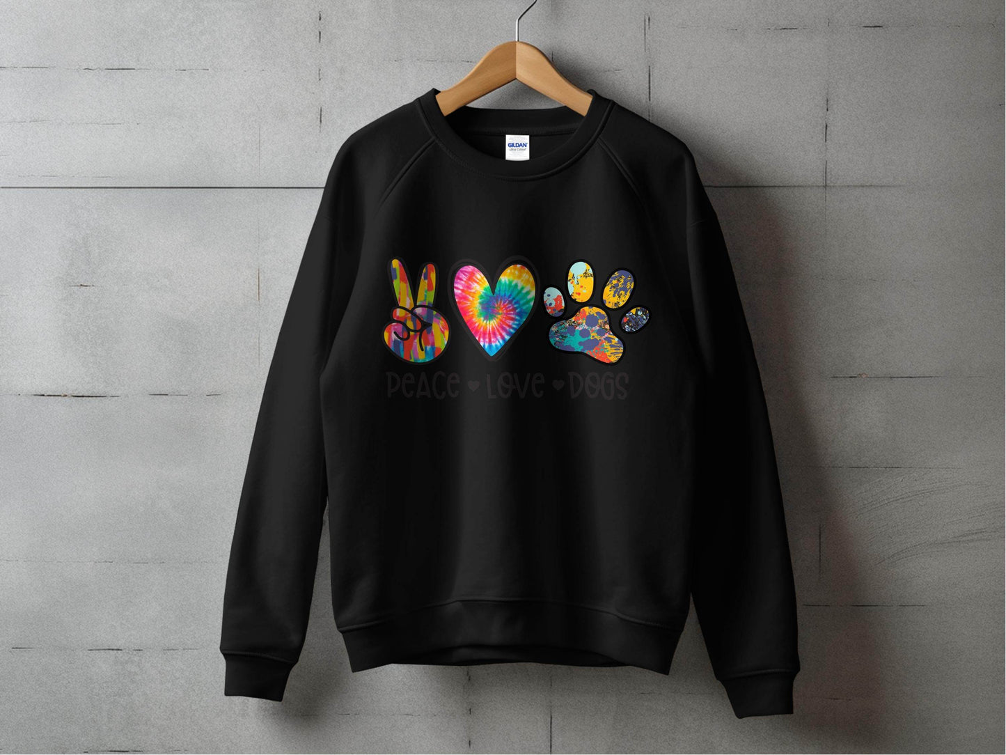 Peace Love Dogs Colorful Design Graphic Animal Lover Sweater - Design & Vybe