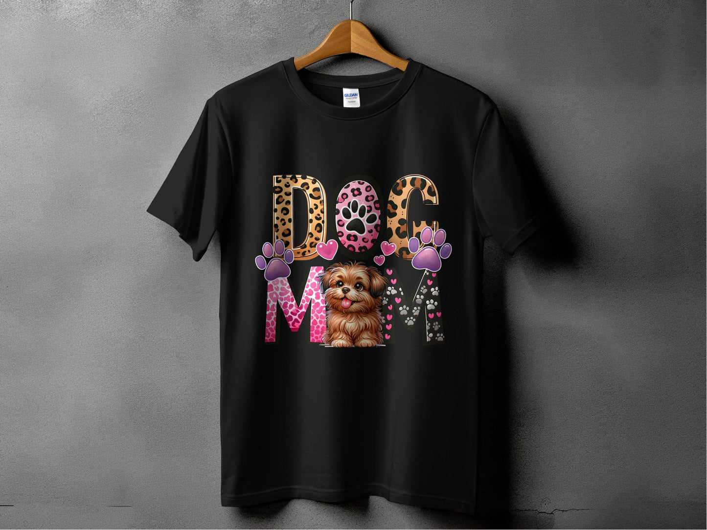 Dog Mom Cute Puppy Hearts Animal Print Design Graphic T-Shirt - Design & Vybe