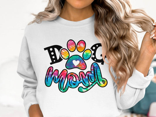 Dog Mom Paw Print Tie Dye Style Cute Graphic Design Sweater - Design & Vybe
