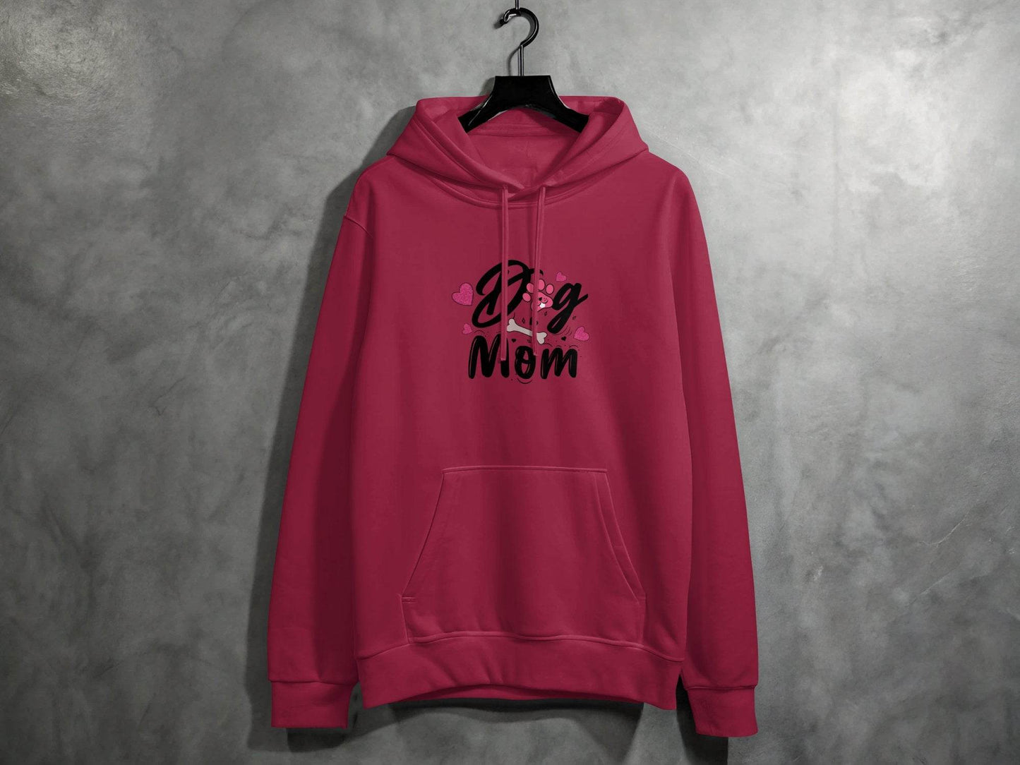 Dog Mom with Hearts and Bone Design Graphic Print Hoodie - Design & Vybe