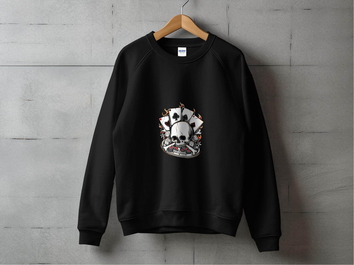 Skull and Gambling Illustration Graphic Design Sweater - Design & Vybe