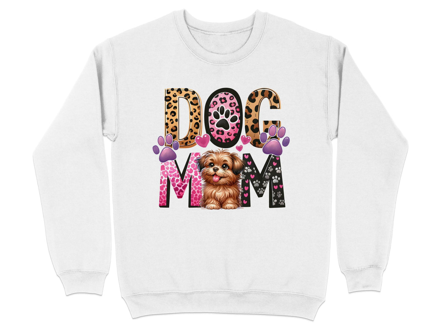 Dog Mom Cute Puppy Hearts Animal Print Design Graphic Sweater - Design & Vybe