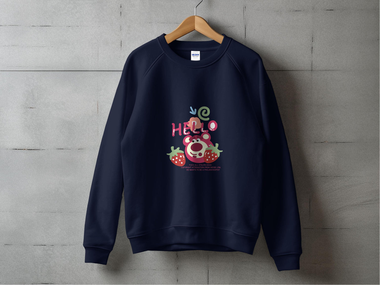 Cute Strawberry Bear Design Hello Sweatshirt product