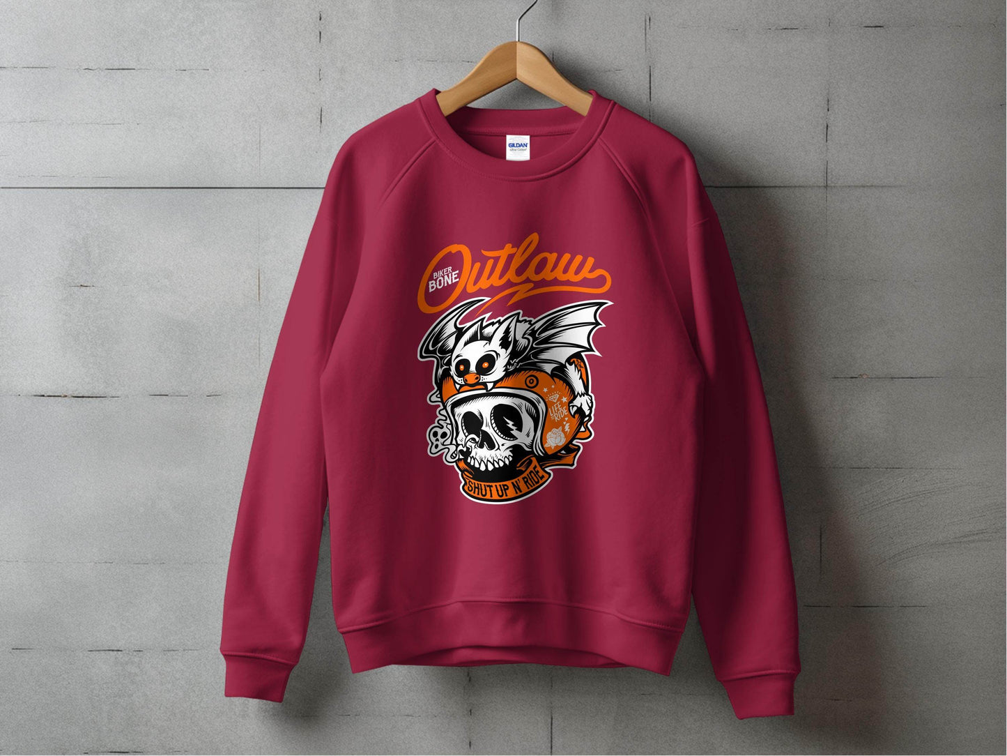 Bold Graphic Outlaw Bat Illustration on Skull Sweater - Design & Vybe