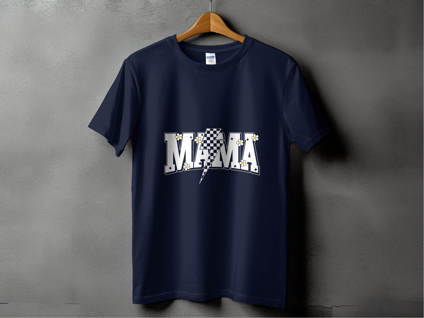 Retro Mama Checkered Bolt Floral Design Graphic T-Shirt - Design & Vybe