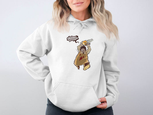 Horror Movie Villain with Chainsaw Illustration Hoodie - Design & Vybe