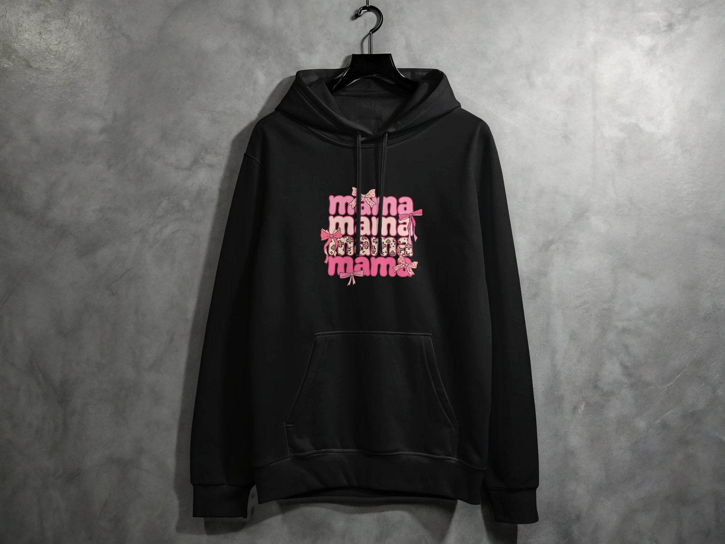 Mama Repeated With Bows Pink Themed Artwork Hoodie - Design & Vybe