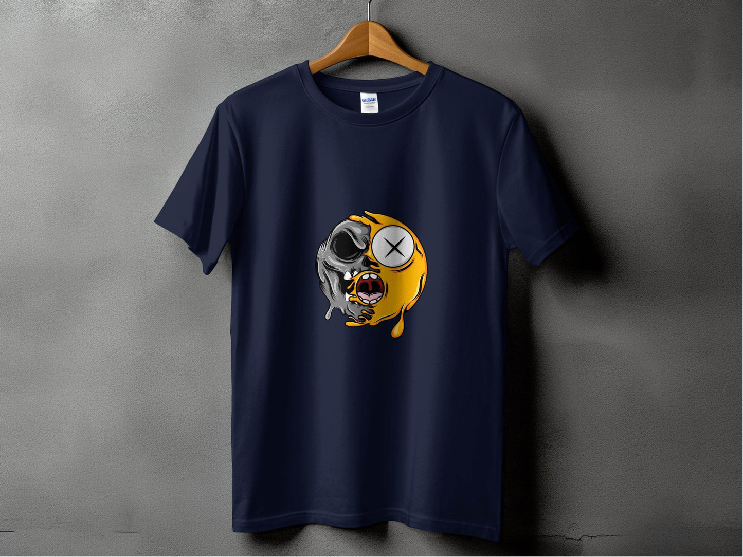 Melting Emoji into Skull Design Cool Graphic T-Shirt - Design & Vybe