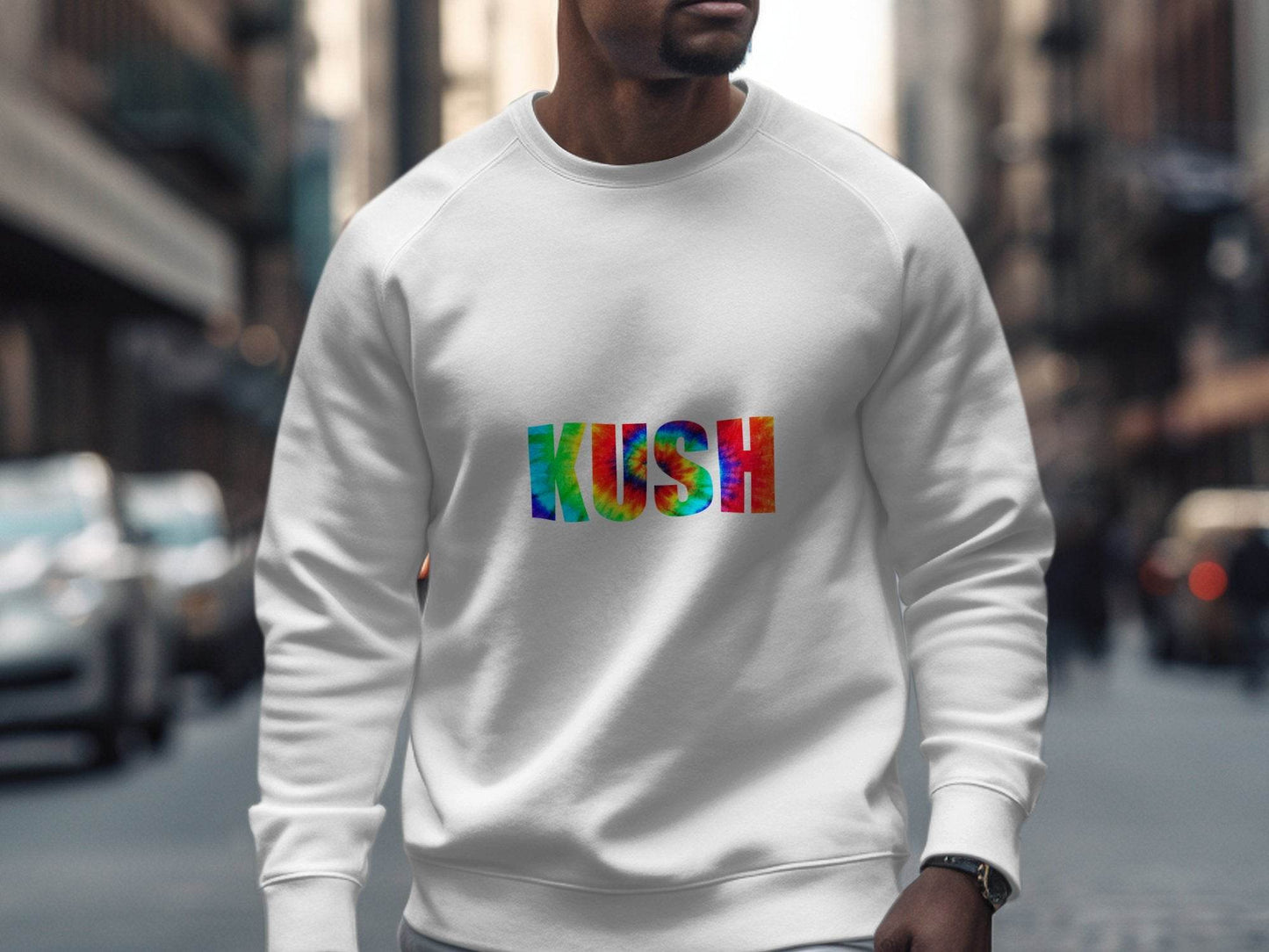Kush Tie Dye Text Stylish Graphics Sweater - Design & Vybe