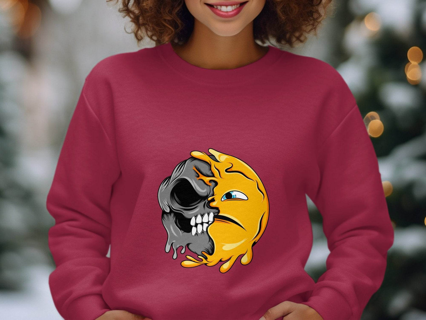 Half Skull Half Sun Design Graphic Art Cool Print Sweater - Design & Vybe