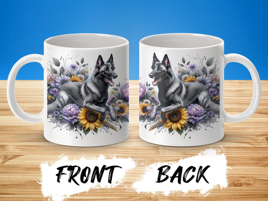 Beautiful Floral Dog Illustration Ceramic Mug product