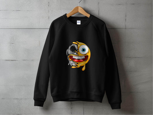 Emoji Half Skull Funny Grotesque Face Vector Sweater - Design & Vybe