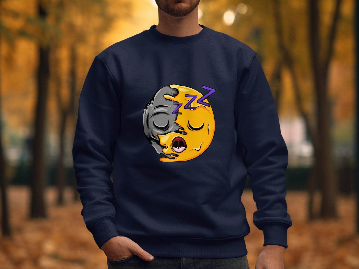 Tired Cartoon Character with Snoozing ZZZ Symbols Sweater - Design & Vybe