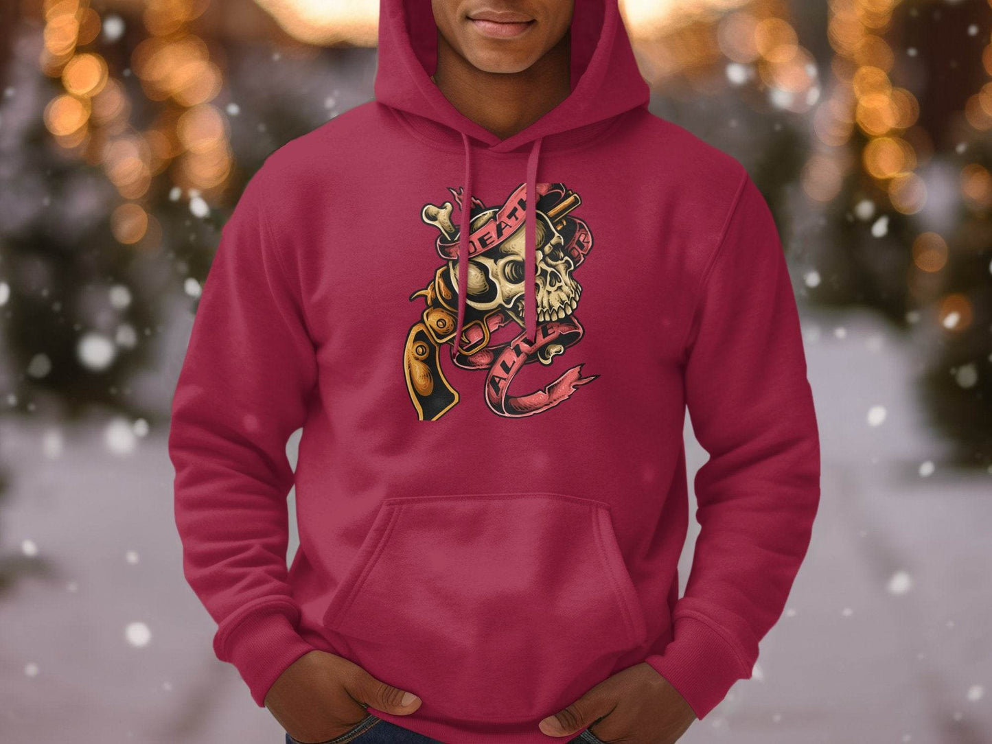 Vintage Death or Alive Skull and Gun Graphic Hoodie - Design & Vybe