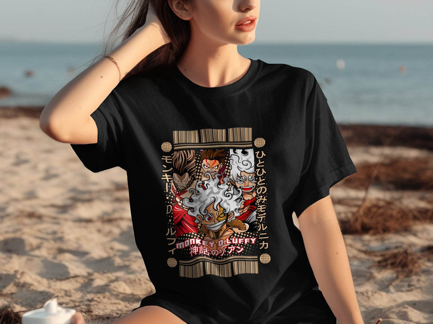 Three Poses Monkey D Luffy Character Anime Inspired T-Shirt - Design & Vybe