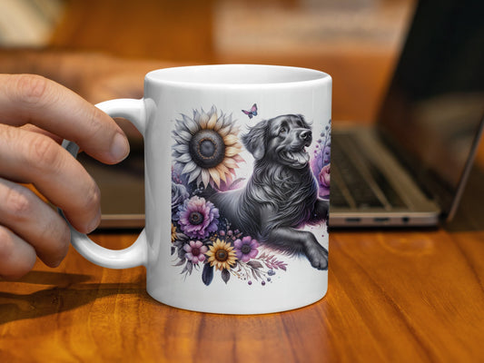 Floral Design with Happy Dog Coffee Mug product