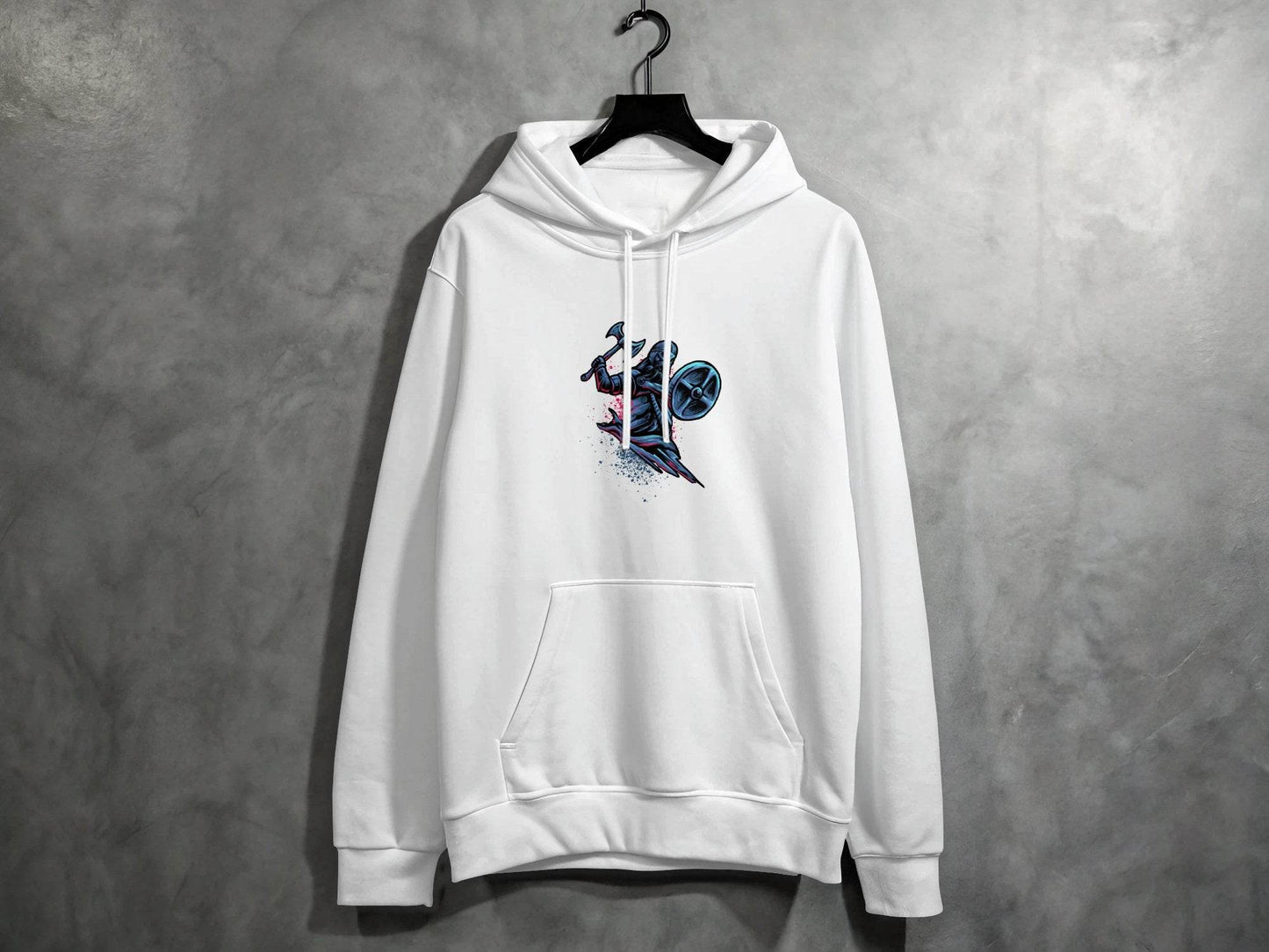 Viking Warrior with Axe and Shield in Battle Hoodie - Design & Vybe